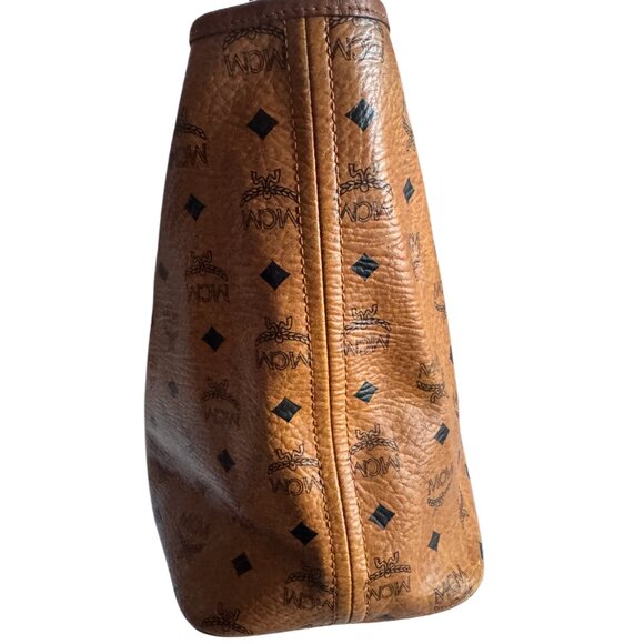 Authentic MCM Blue Stripe Tote Cognac Monogram - Picture 5 of 15